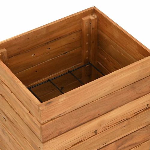 Повдигната леха 50x40x72 см рециклирано тиково дърво и стомана