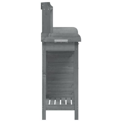 Маса за разсаждане с шкаф сива 110,5x45x124,5 см масивна ела