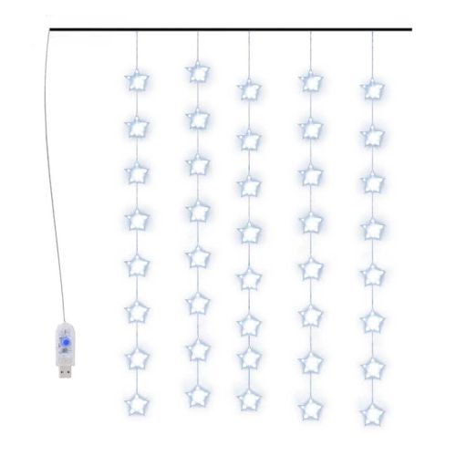 LED завеса от светещи звезди, 200 LED, синя, 8 режима