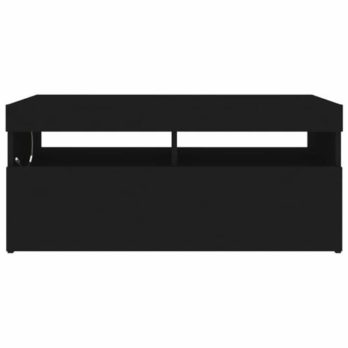 ТВ шкаф с LED осветление, черен, 90x35x40 см