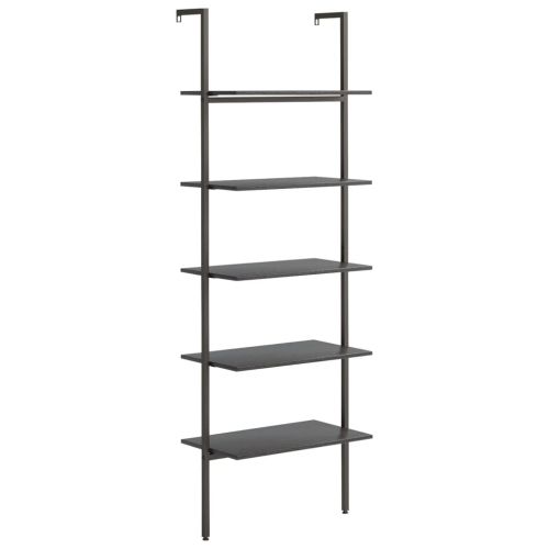 Етажерка стълба с 5 рафта черна 64x35x185 см
