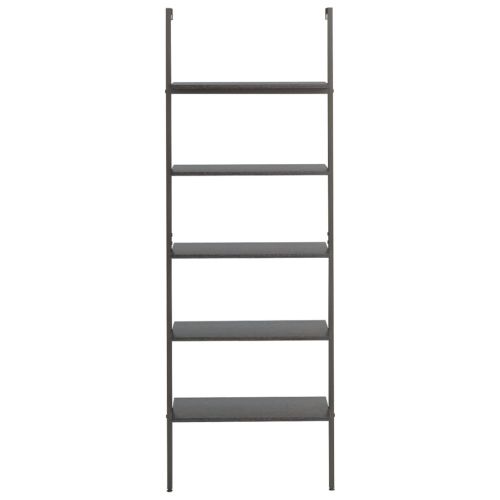 Етажерка стълба с 5 рафта черна 64x35x185 см