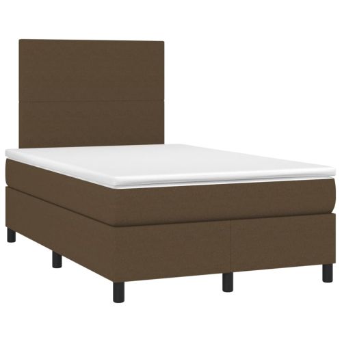 Боксспринг легло с матрак, тъмнокафяво, 120x200 см, плат