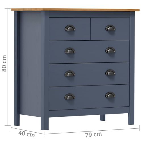 Сайдборд Hill сив 79x40x80 см борово дърво масив