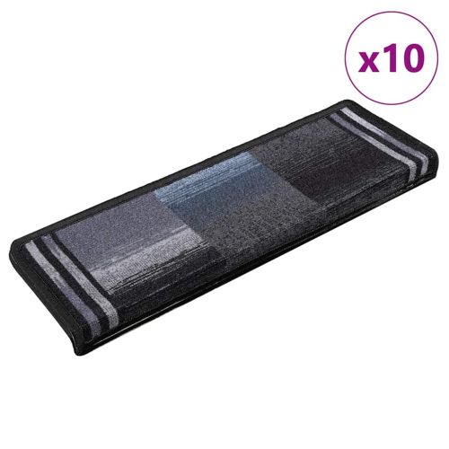 Самозалепващи стелки за стълби, 10 бр, 65x21x4 см, черно и сиво
