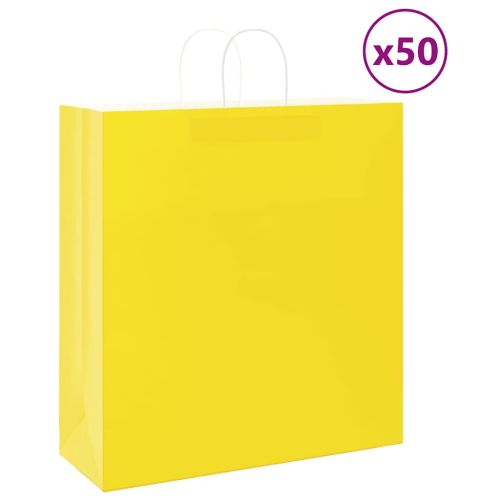 Хартиени торбички 50 бр с дръжки жълти 45x17x48 см
