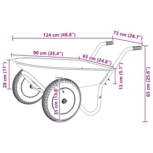 Количка Сребрист и Черен 100 L 150 kg Поцинкована стомана