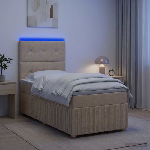 LED легло с матрак с LED ленти Кремаво 90 x 190 cm Текстил