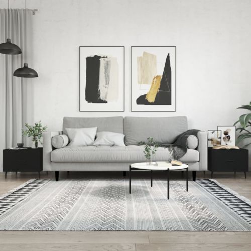 Кафе маси, 2 бр, черни, 50x50x40 см, инженерно дърво