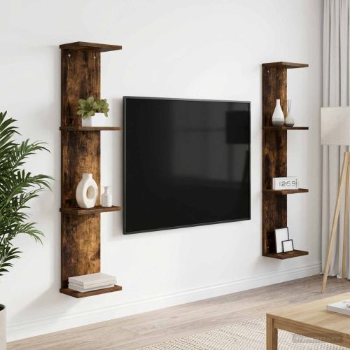 Стенен рафт 2 бр. Опушен дъб 22 x 15 x 100 см