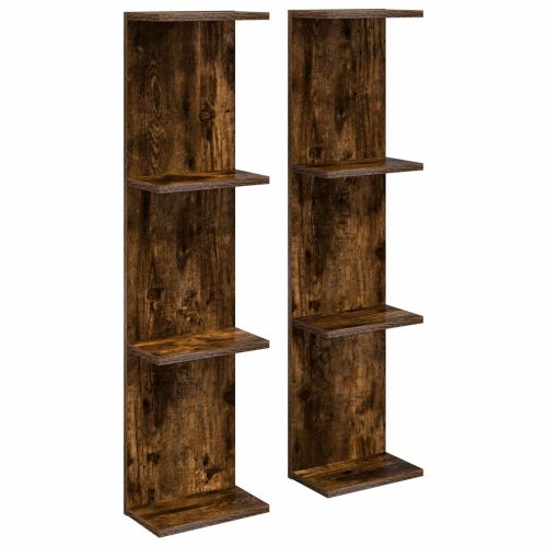 Стенен рафт 2 бр. Опушен дъб 22 x 15 x 100 см