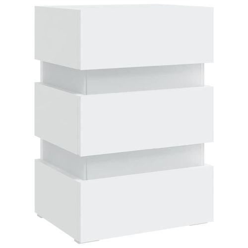Нощно шкафче с LED, бяло, 45x35x67 см, инженерно дърво
