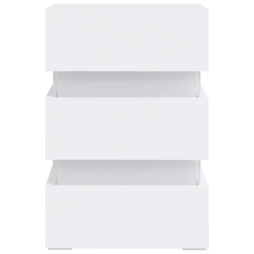 Нощно шкафче с LED, бяло, 45x35x67 см, инженерно дърво