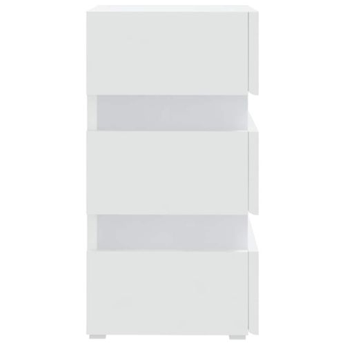 Нощно шкафче с LED, бяло, 45x35x67 см, инженерно дърво