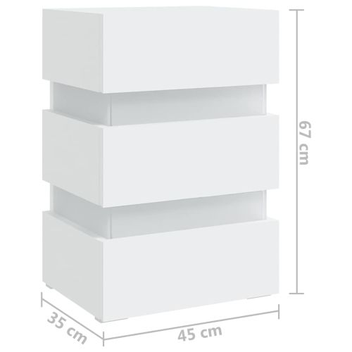 Нощно шкафче с LED, бяло, 45x35x67 см, инженерно дърво