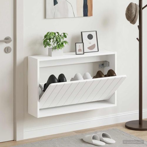 Стенно шкафче за обувки ZWOLLE 71 x 17 x 43 см Бяло