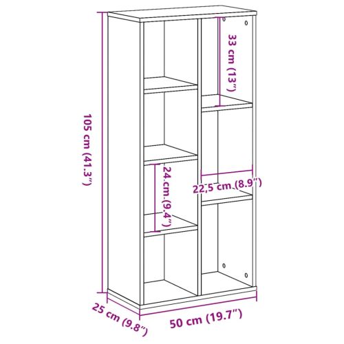 Библиотека, старо дърво, 50x25x105 см, инженерно дърво