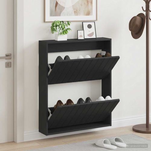 Стенно шкафче за обувки ZWOLLE 71 x 17 x 86 см Черно