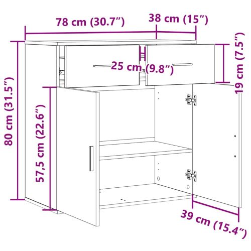 Служебен шкаф Черния дъб 78 x 38 x 80 см Инженерна дървесина