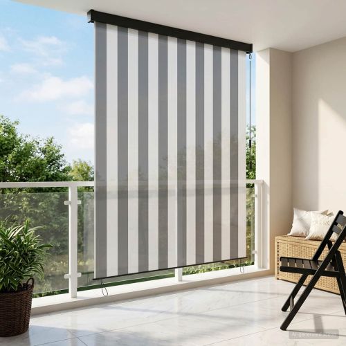 Ролетна щора Антрацит и бяло 180 x 250 cm Текстил и Алуминий