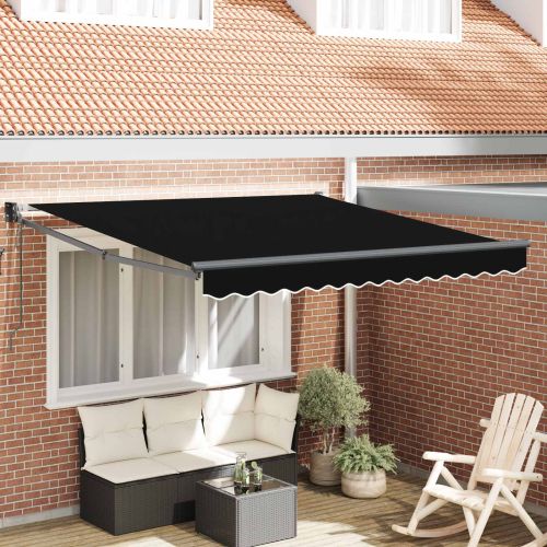 Прибираща се тента Черно 350 x 250 cm Полиестер и метал