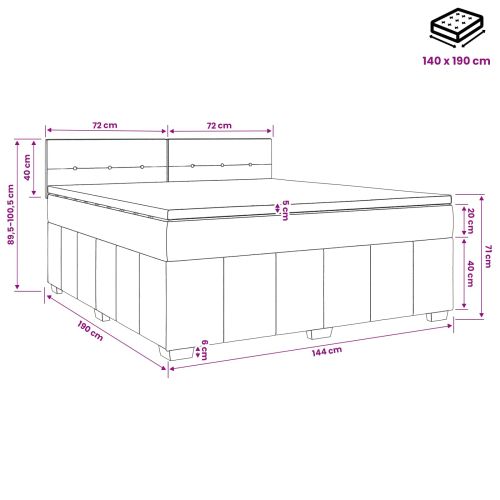 Континентално легло с матрак Кремаво 140 x 190 cm Текстил
