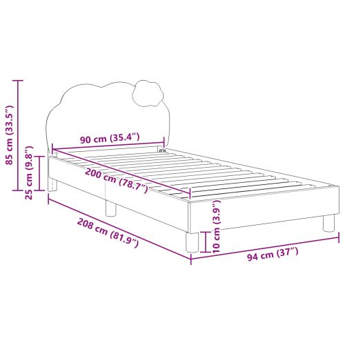Легло за деца с табла Розово 90 x 200 cm PU