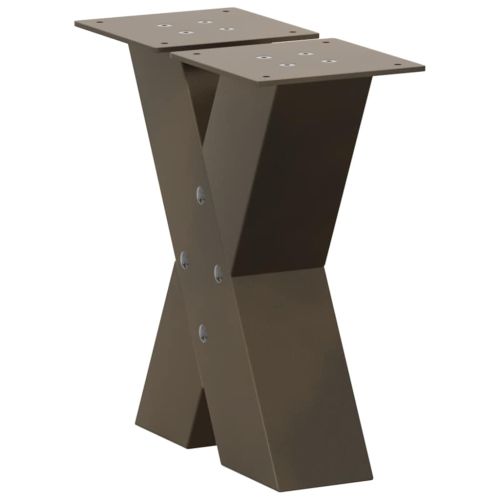 Крака за масичка за кафе, X-образни, 2 бр., естествена стомана, 40 x (30-31) см, стомана