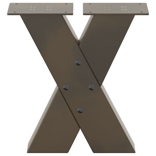 Крака за масичка за кафе, X-образни, 2 бр., естествена стомана, 40 x (30-31) см, стомана