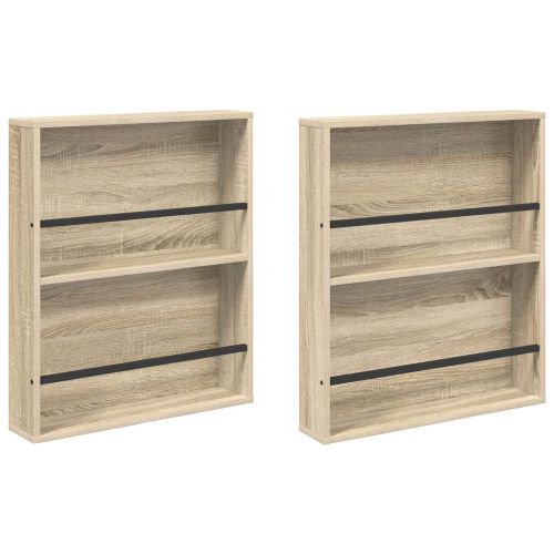 Етажерка за списания с рафт 2 бр. Сонома дъб 60 x 12 x 70 см