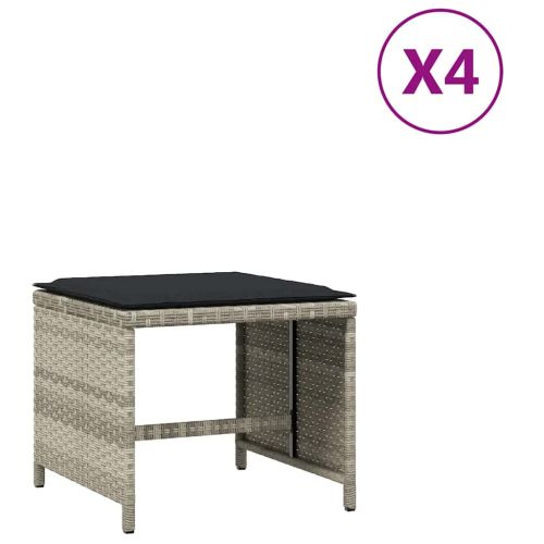 Външни табуретки с възглавници 4 бр светлосиви 41x41x36 см