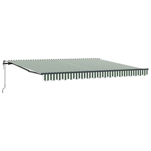 Прибираща се тента Зелен и бял 400 × 300 cm Тъкан и алуминий