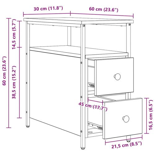 Нощен шкаф дъб артизан 30 x 60 x 60 см Инженерна дървесина