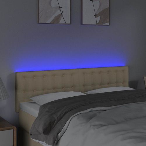 LED горна табла за легло, кремава, 144x5x78/88 см, плат