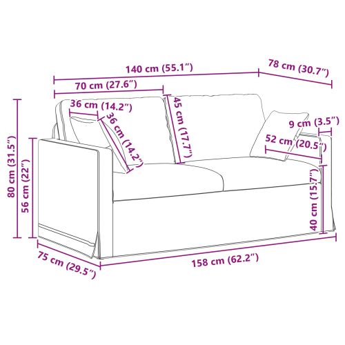 Диван Тъмен сив 158 x 78 x 80 см Кадифе