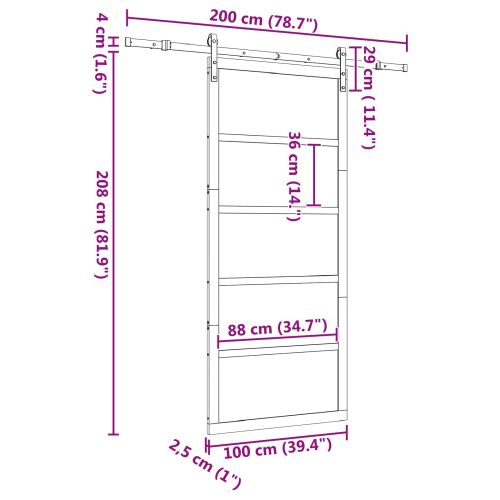 Преплъзваща се врата Натурално 100 x 208 см