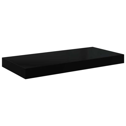 Окачени стенни рафтове, 4 бр, черен гланц, 50x23,5x3,8 см, МДФ