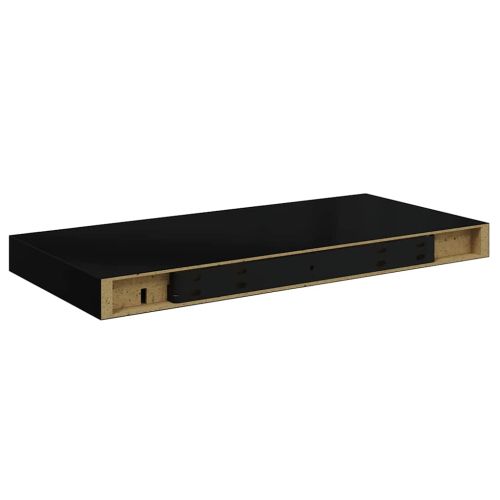 Окачени стенни рафтове, 4 бр, черен гланц, 50x23,5x3,8 см, МДФ