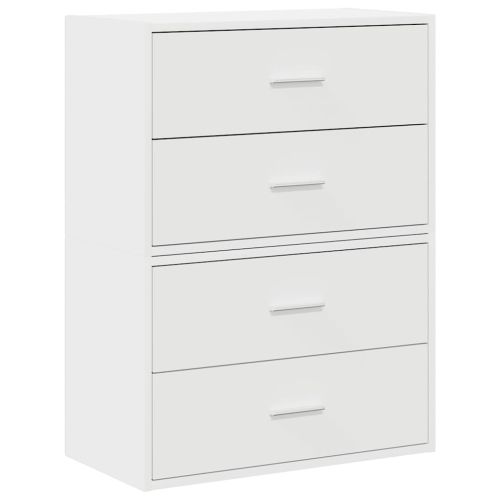 Шкафове с 4 чекмеджета 2 бр бели 60x31x40 см инженерно дърво