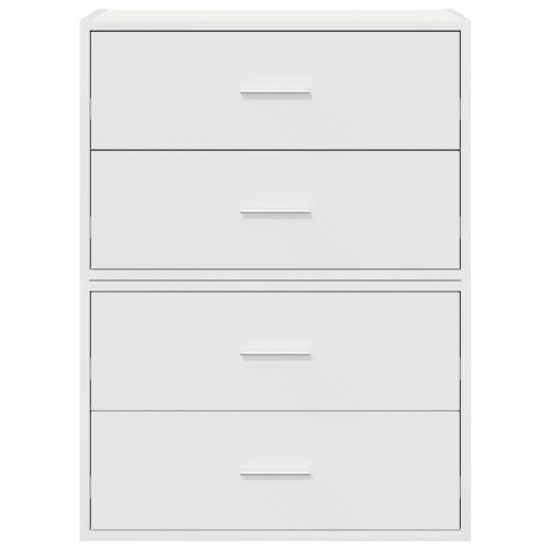Шкафове с 4 чекмеджета 2 бр бели 60x31x40 см инженерно дърво