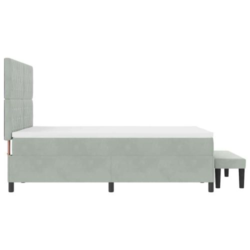 Легло с пружинирана основа Светлосиво 200 x 140 cm Кадифе