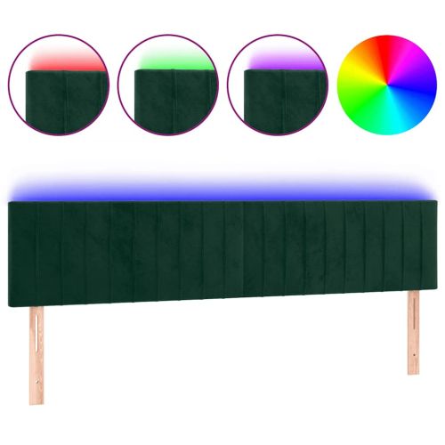 LED горна табла за легло, тъмнозелена, 180x5x78/88 см, кадифе