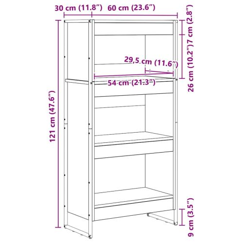Шкаф за книги 60 x 30 x 121 см Инженерна дървесина Сив Сонома