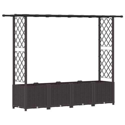 Повдигнато легло с решетка и покривка Кафяво 203 x 40 x 136 см