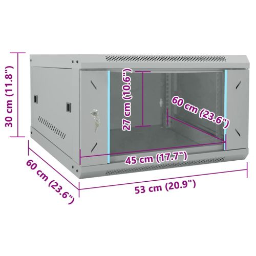 Мрежов кабинет със съхранение Сив 53 x 60 x 30 см Стомана