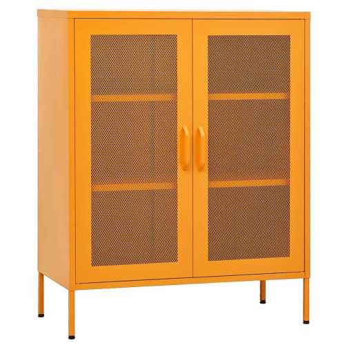 Шкаф за съхранение, цвят горчица жълт, 80x35x101,5 см, стомана