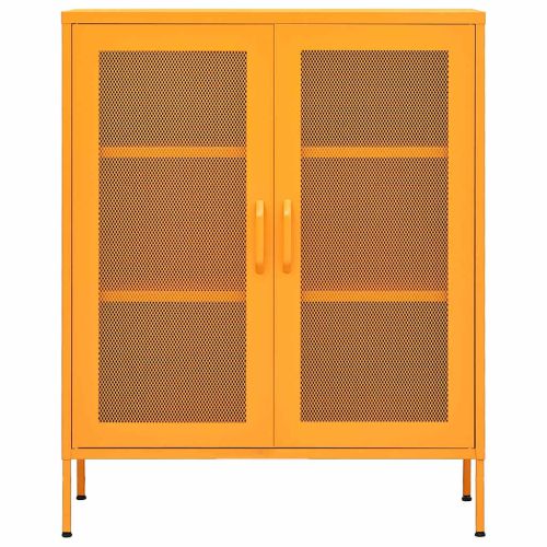 Шкаф за съхранение, цвят горчица жълт, 80x35x101,5 см, стомана