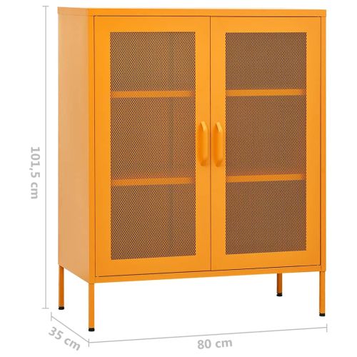 Шкаф за съхранение, цвят горчица жълт, 80x35x101,5 см, стомана