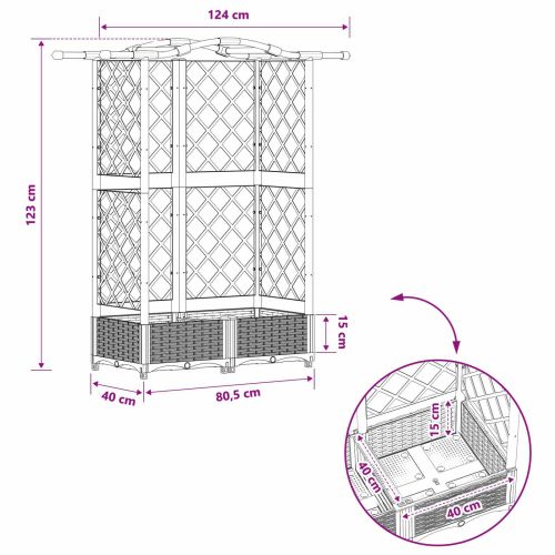 Повдигнато легло с решетка и покривка Черно 124 x 40 x 123 см