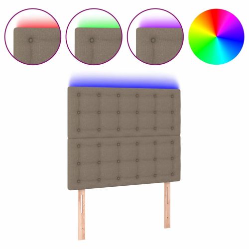 LED горна табла за легло, таупе, 100x5x118/128 см, плат